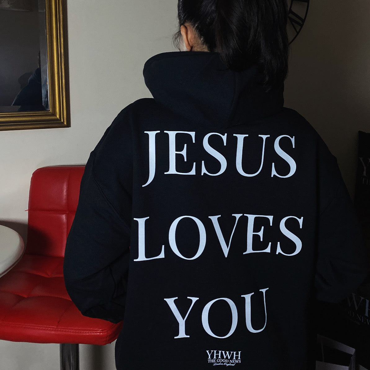 JESUS LOVES YOU HOODIE - BLACK