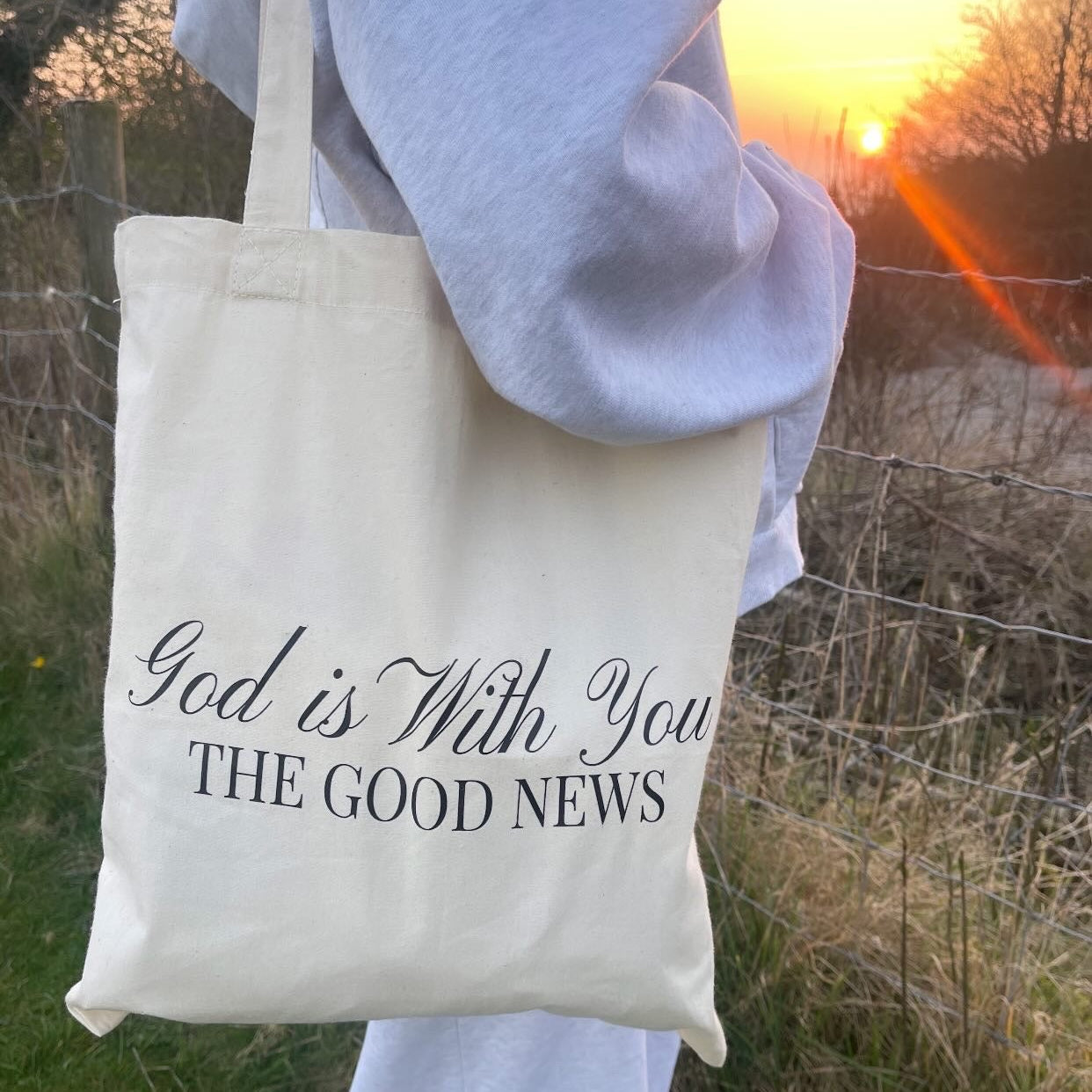 GOD IS WITH YOU TOTE BAG - NATURAL