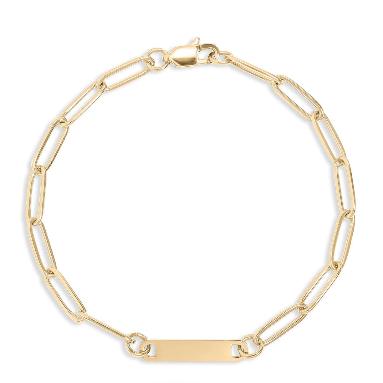 Engravable Paperclip Bar Bracelet in Gold