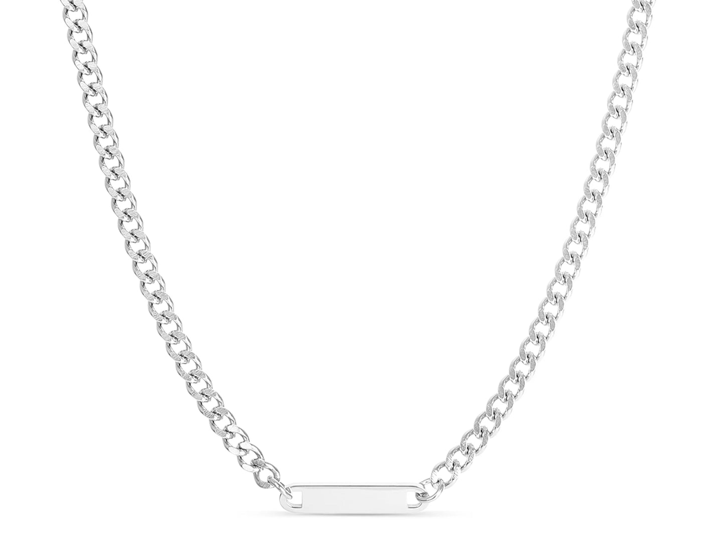 Engravable Curb Chain Bar Necklace
