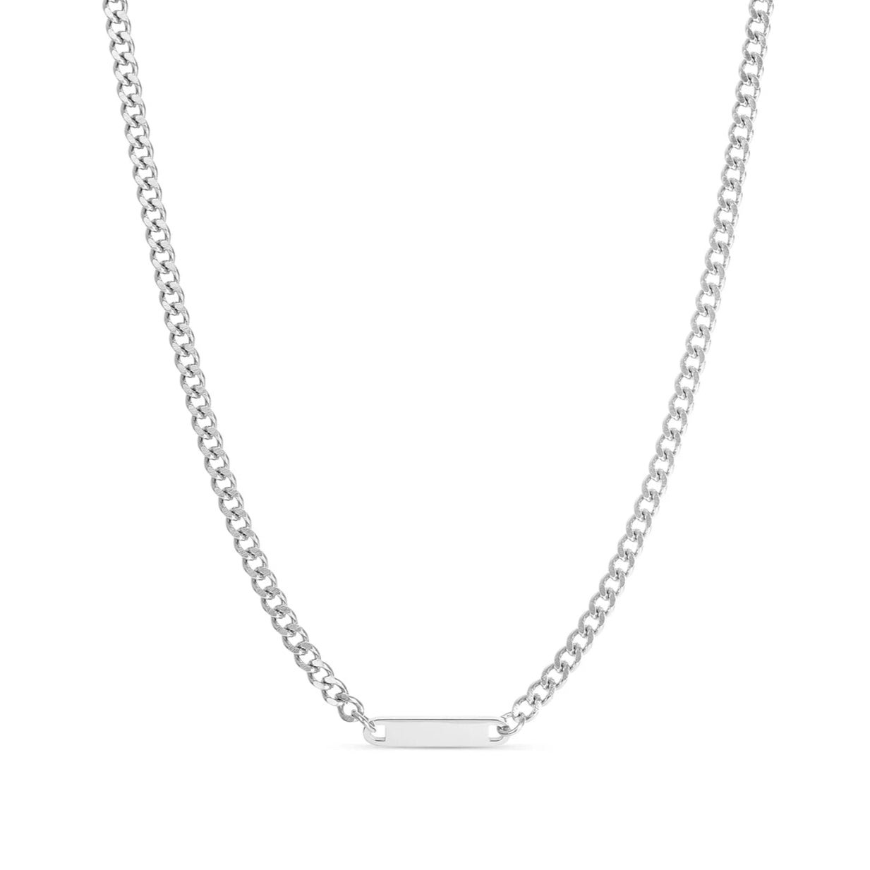 Engravable Curb Chain Bar Necklace