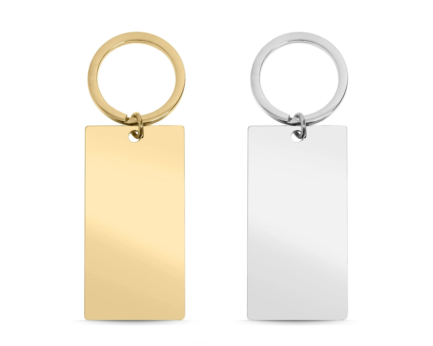 Engravable Polished Bar Keychain in Gold