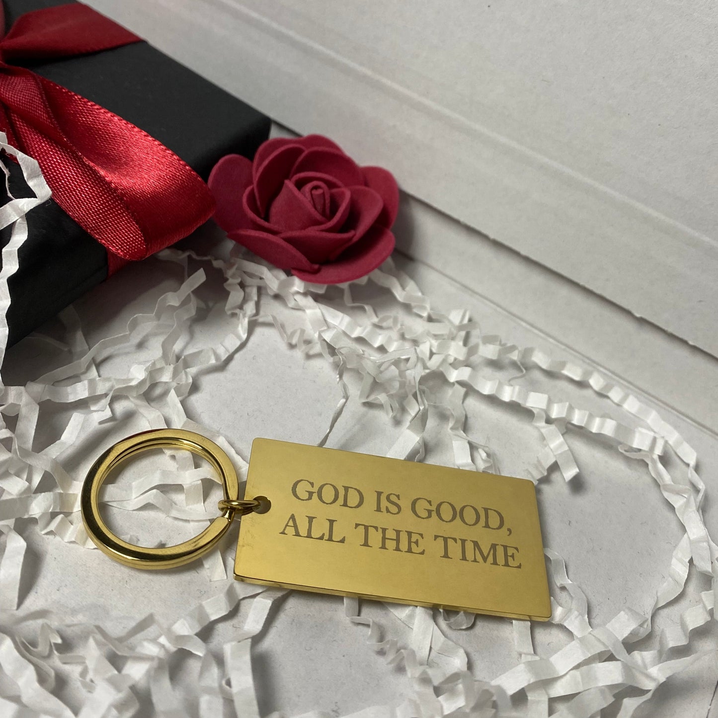 Engravable Polished Bar Keychain in Gold
