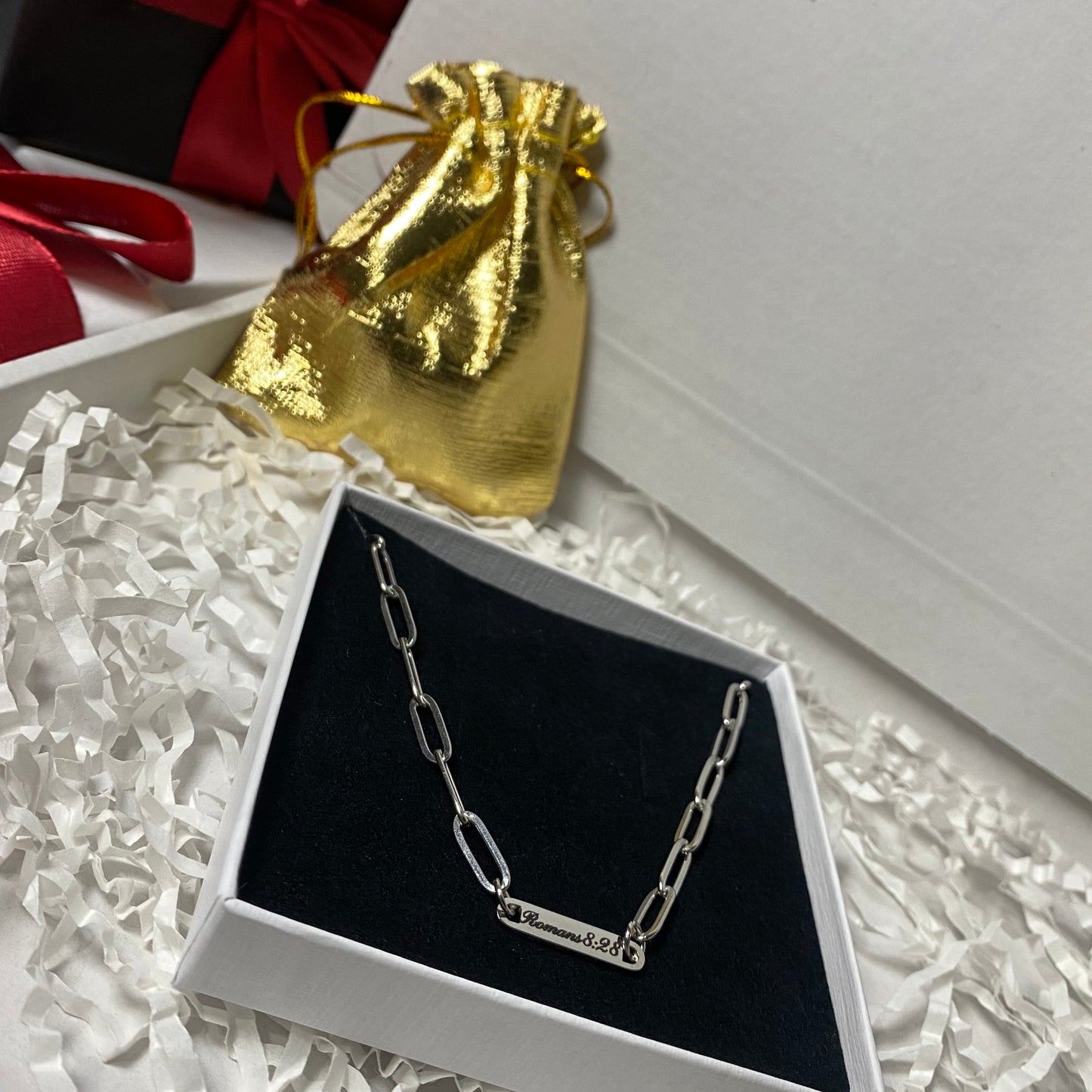 Engravable Paperclip Bar Necklace