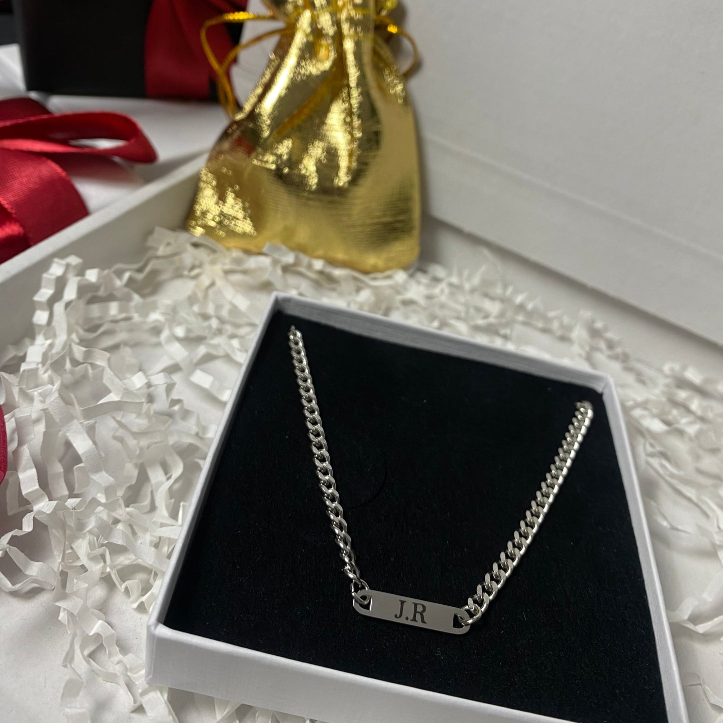 Engravable Curb Chain Bar Necklace