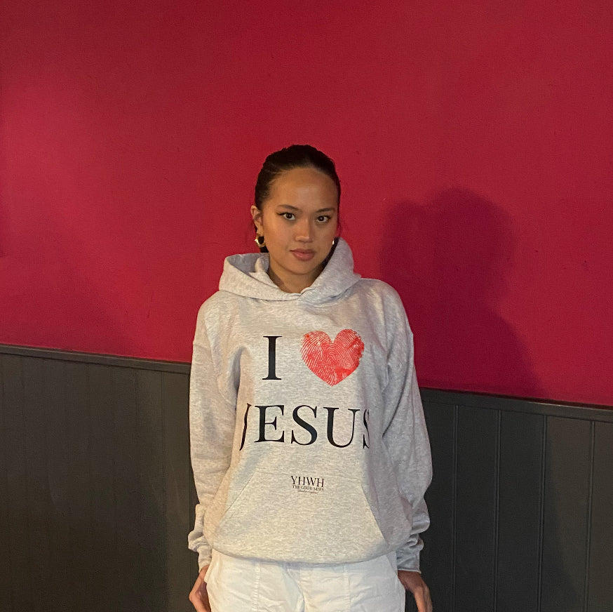 I LOVE JESUS HOODIE - ASH GREY