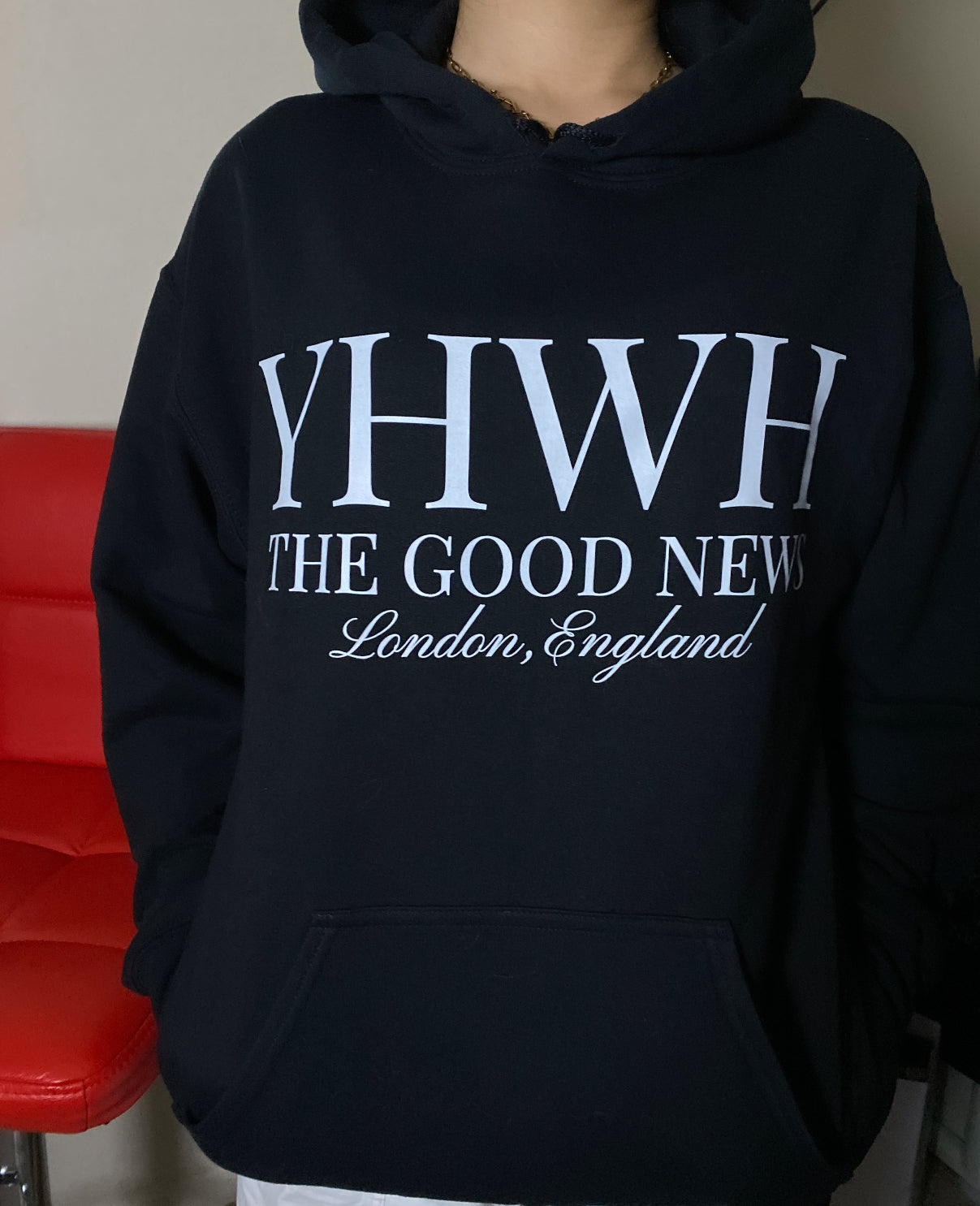 YHWH THE GOOD NEWS HOODIE - BLACK