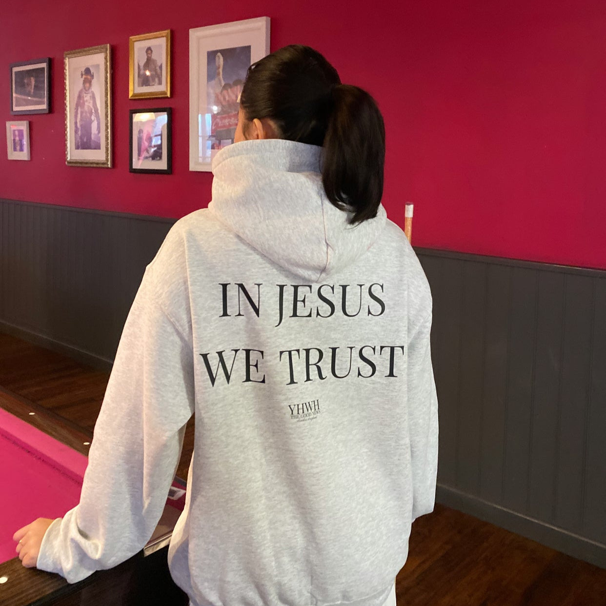 IN JESUS WE TRUST HOODIE - ASH GREY