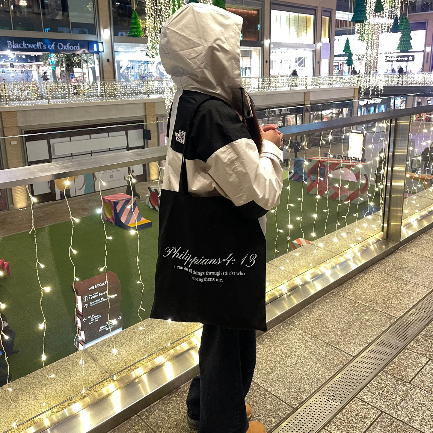 PHILIPPIANS 4:13 TOTE BAG - BLACK