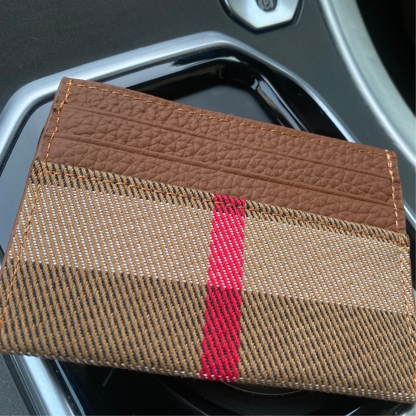 Heritage Check Card Holder - Caramel
