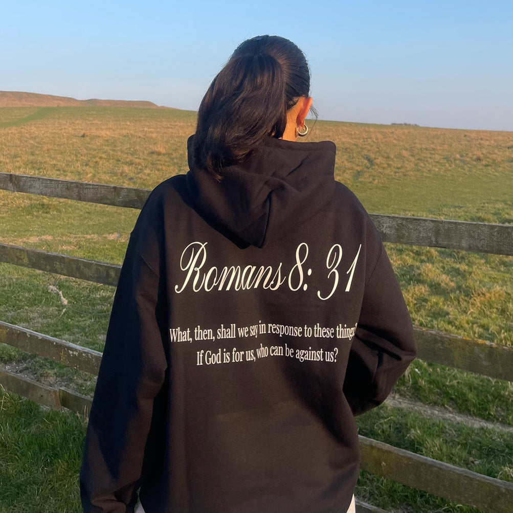 ROMANS 8:31 HOODIE - BLACK
