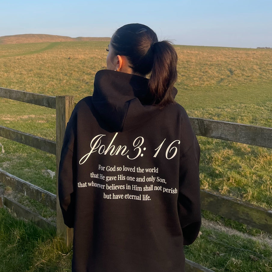 JOHN 3:16 HOODIE - BLACK