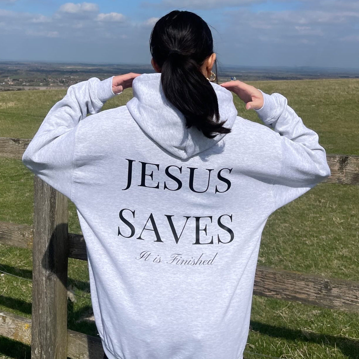 JESUS SAVES HOODIE - ASH GREY