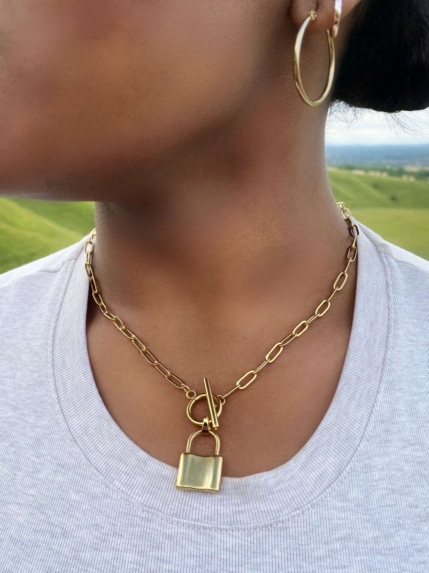 Infinite Lock T Bar Necklace