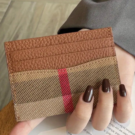 Heritage Check Card Holder - Caramel