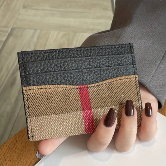 Heritage Check Card Holder - Black